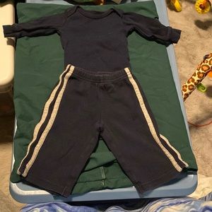 Carters onesie, sweat pants navy blue